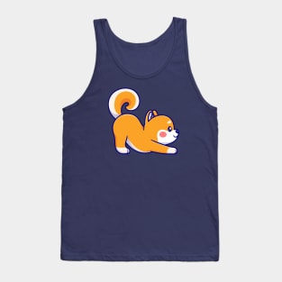 Cute Shiba Inu Dog Stretching Yoga Cartoon Tank Top